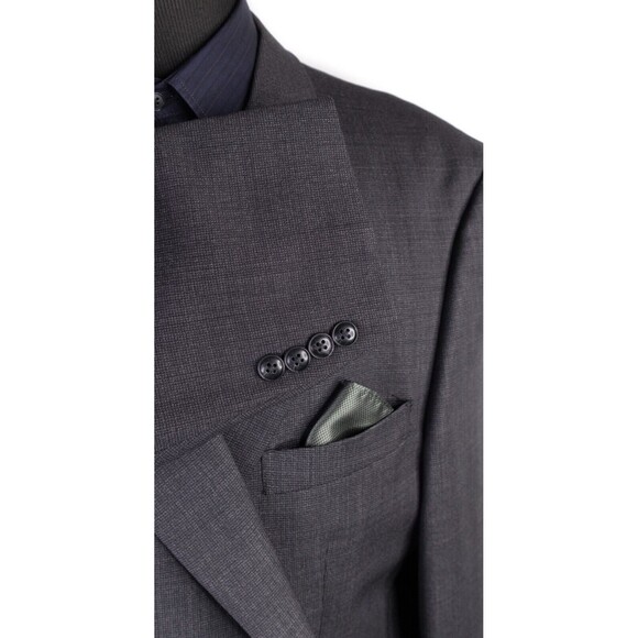 HART SCHAFFNER & MARX GOLD TRUMPETER Gray Wool 2 Button Sport Coat Jacket Sz 48R - Picture 6 of 13